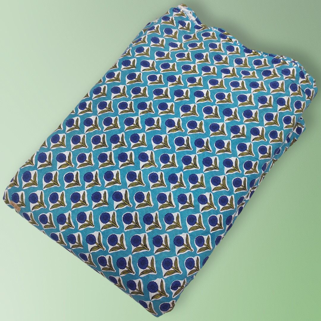 4 Meter Cotton Hand Printed Fabric