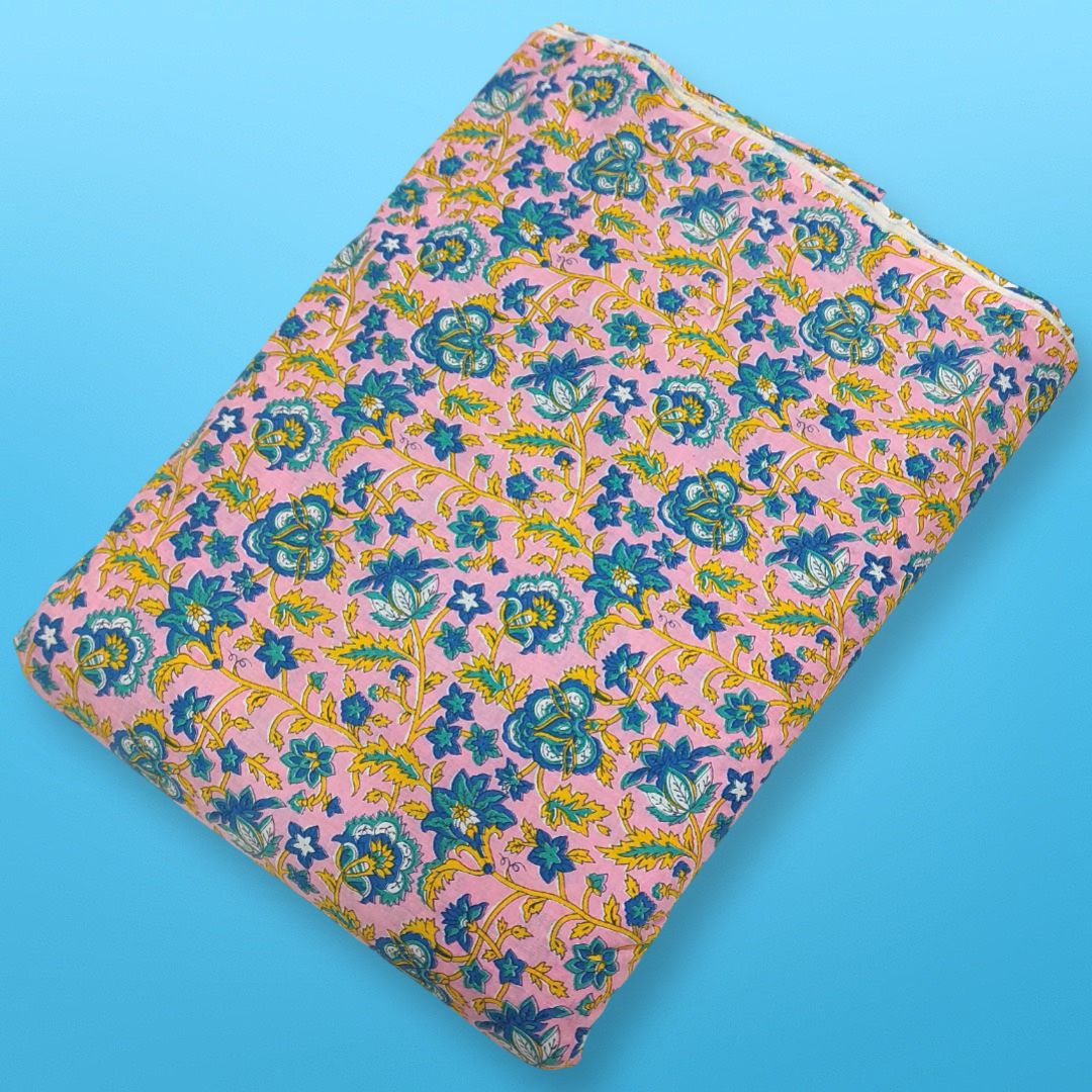 4 Meter Cotton Hand Printed Fabric