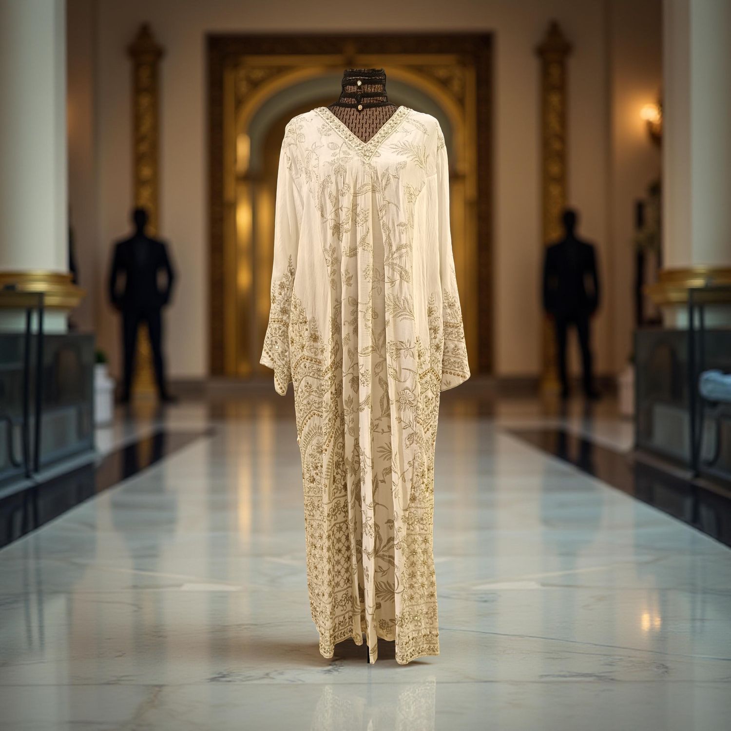 2XL-3XL Linen Special Embroidery Dress Length 56"