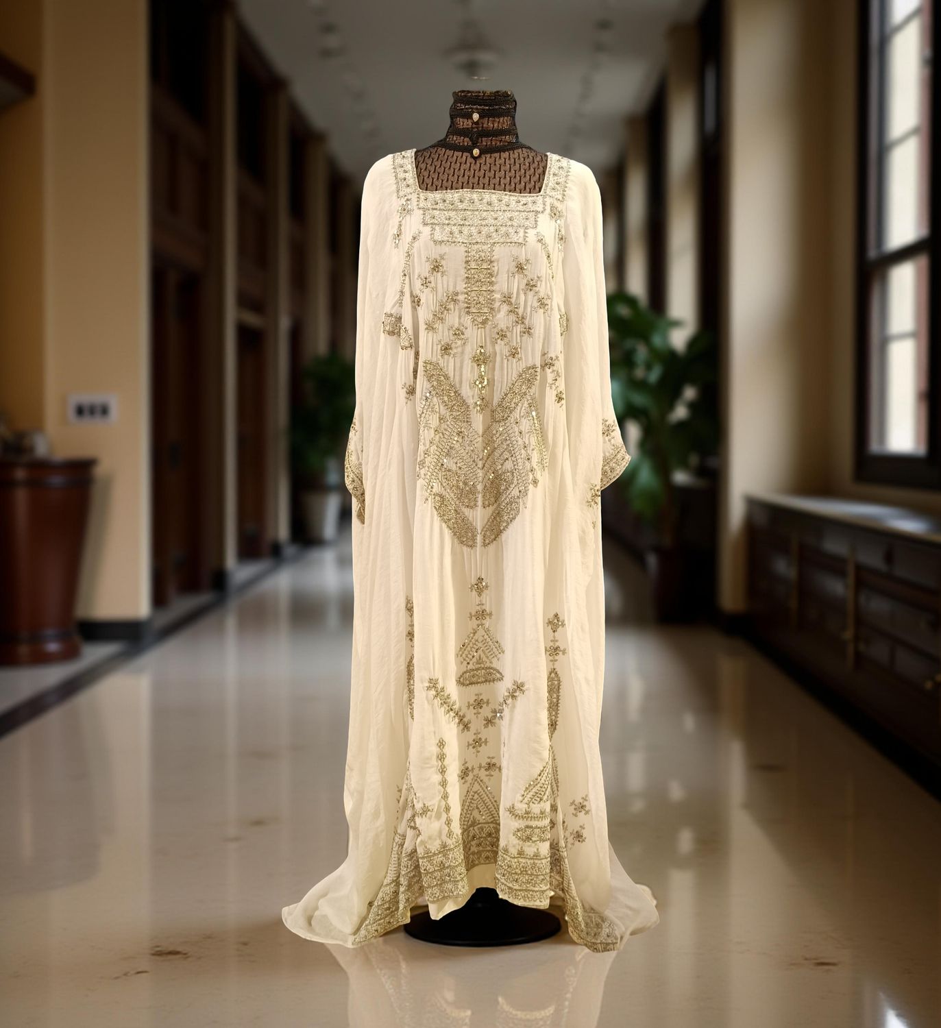 Free Size Linen Special Embroidery Dress Length 57"