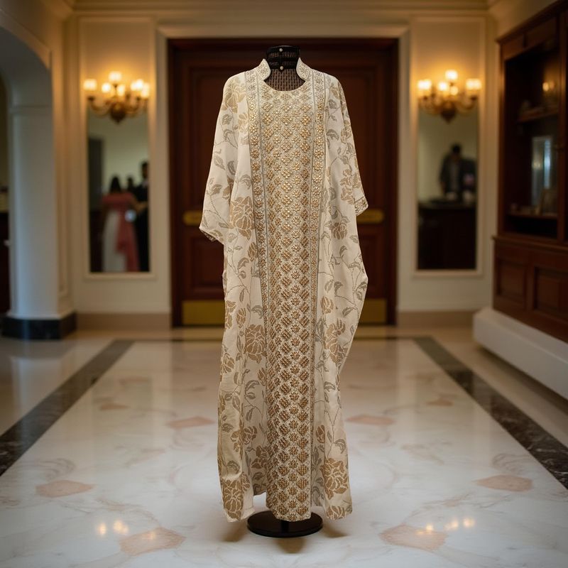 Free Size Linen Special Embroidery Dress Length 58"