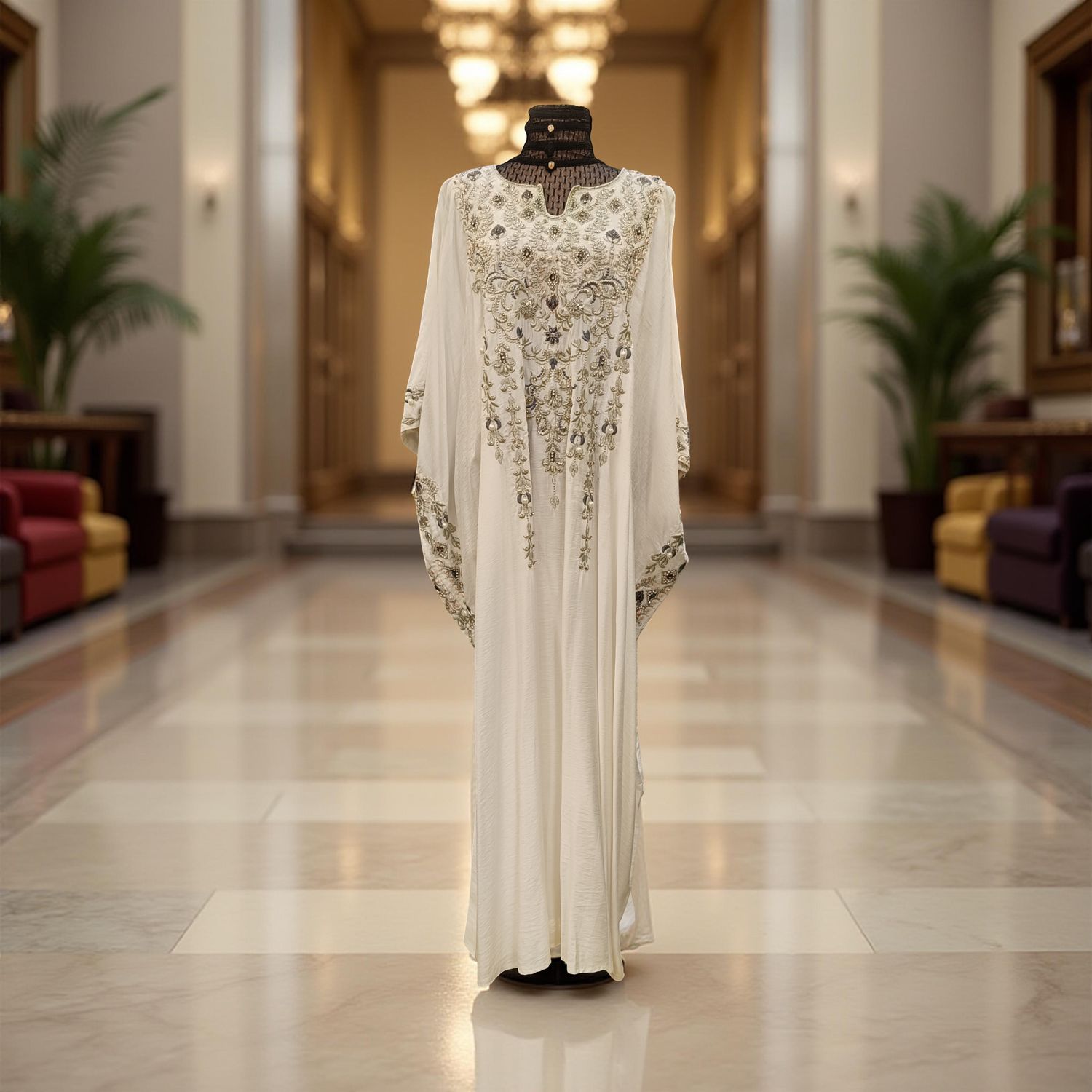 Free Size Linen Special Embroidery Dress Length 55"