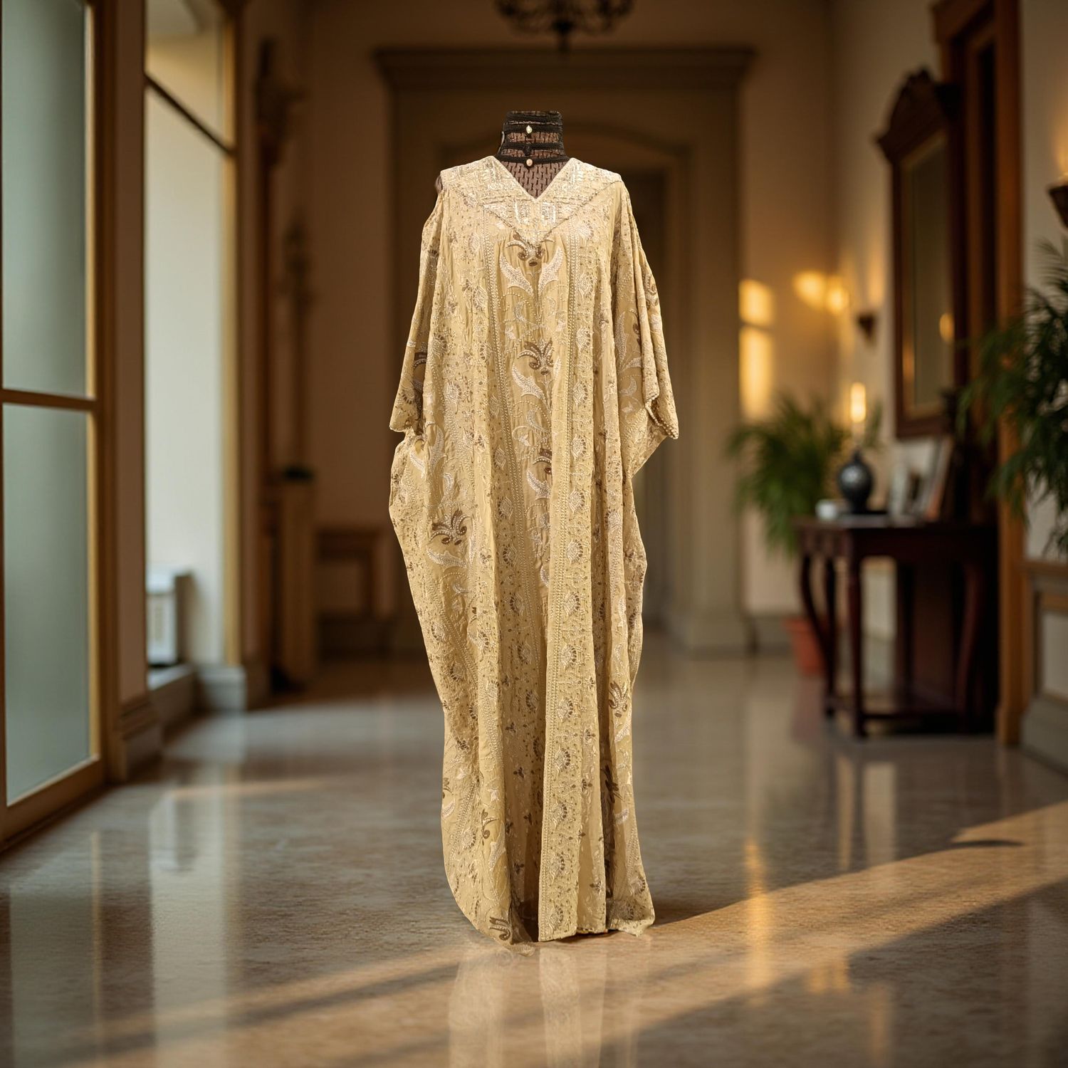 Free Size Linen Special Embroidery Dress Length 58"