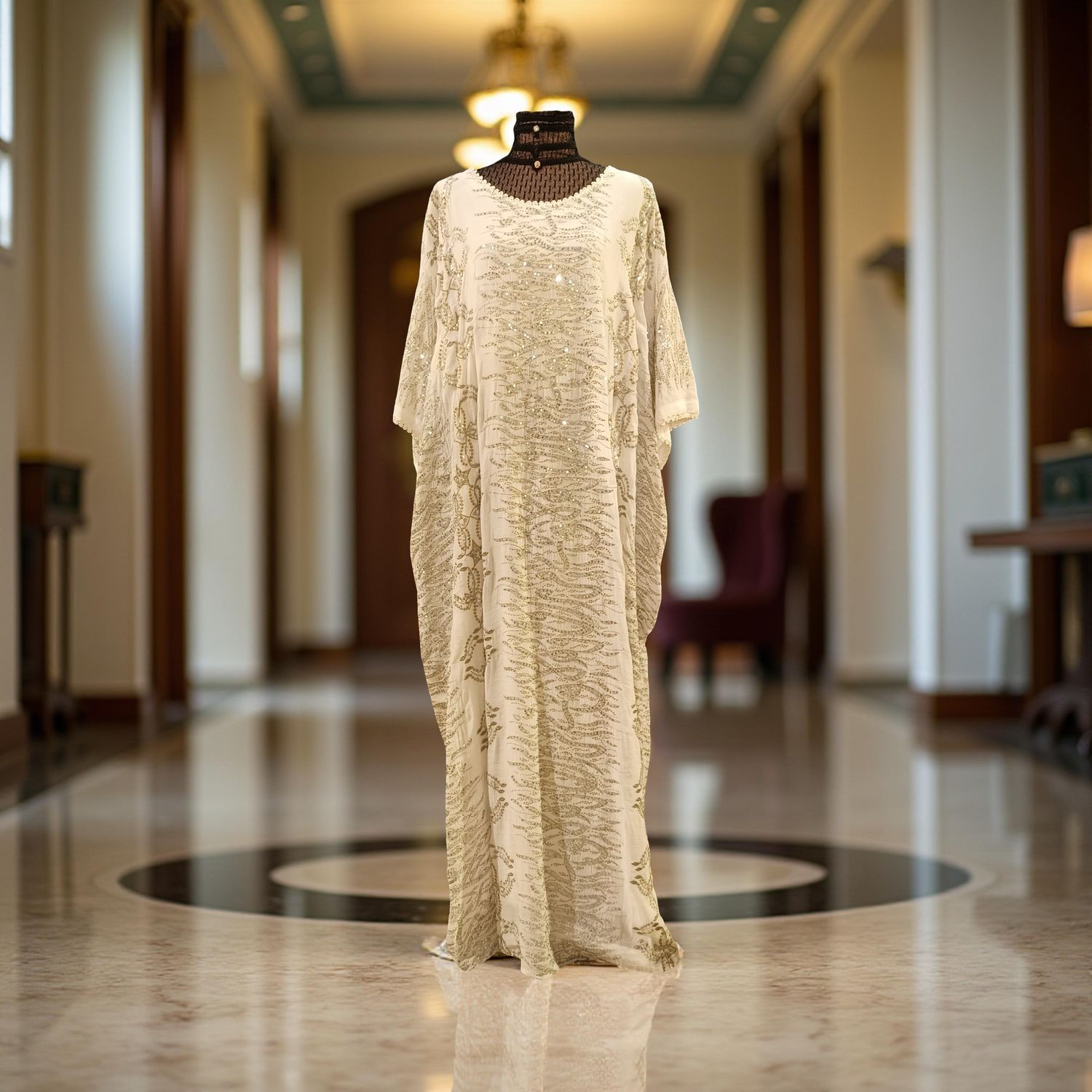 Free Size Linen Special Embroidery Dress Length 57"