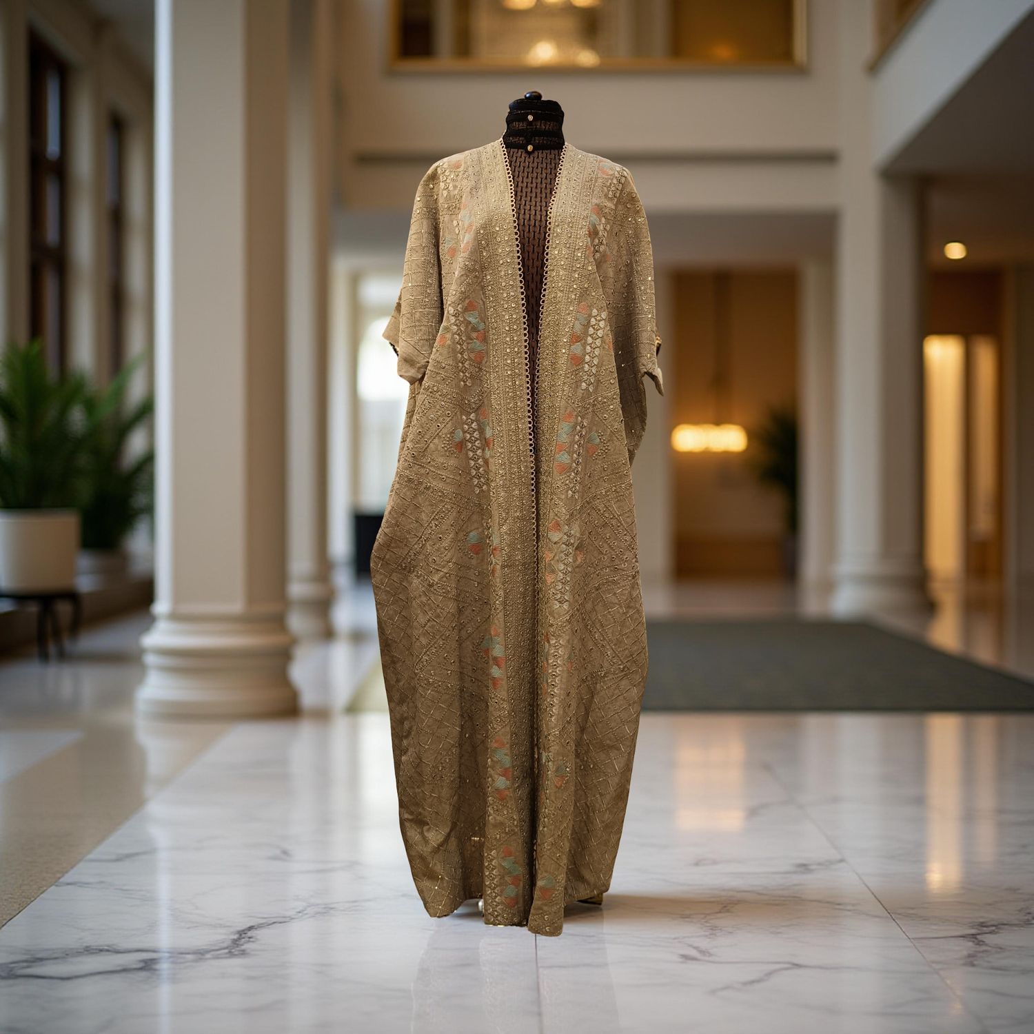 Free Size Linen Special Embroidery Dress Length 58"