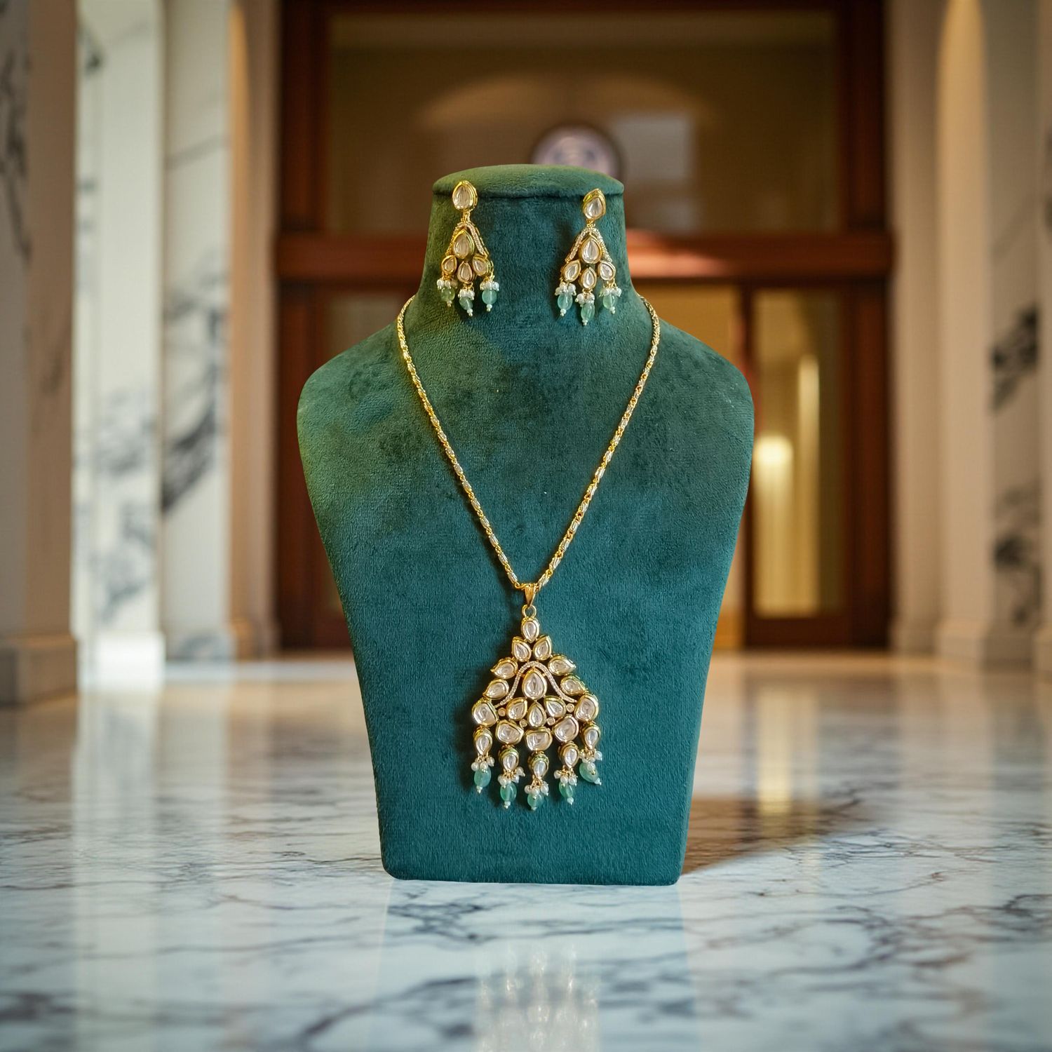 Luxury Kundan Necklace set with Earrings JW55