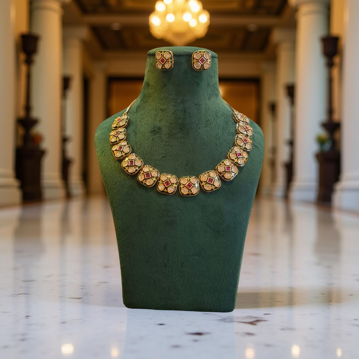 Luxury Kundan Necklace set with Earrings JW54