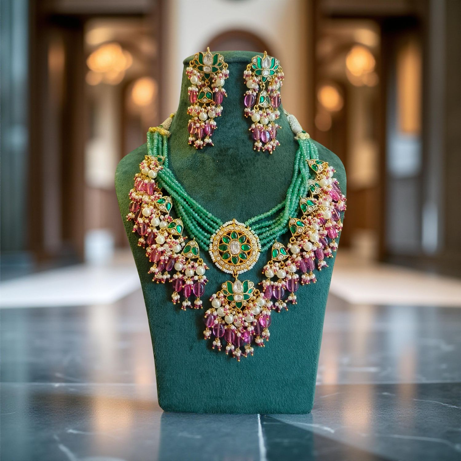 Luxury Kundan Necklace set with Earrings JW42