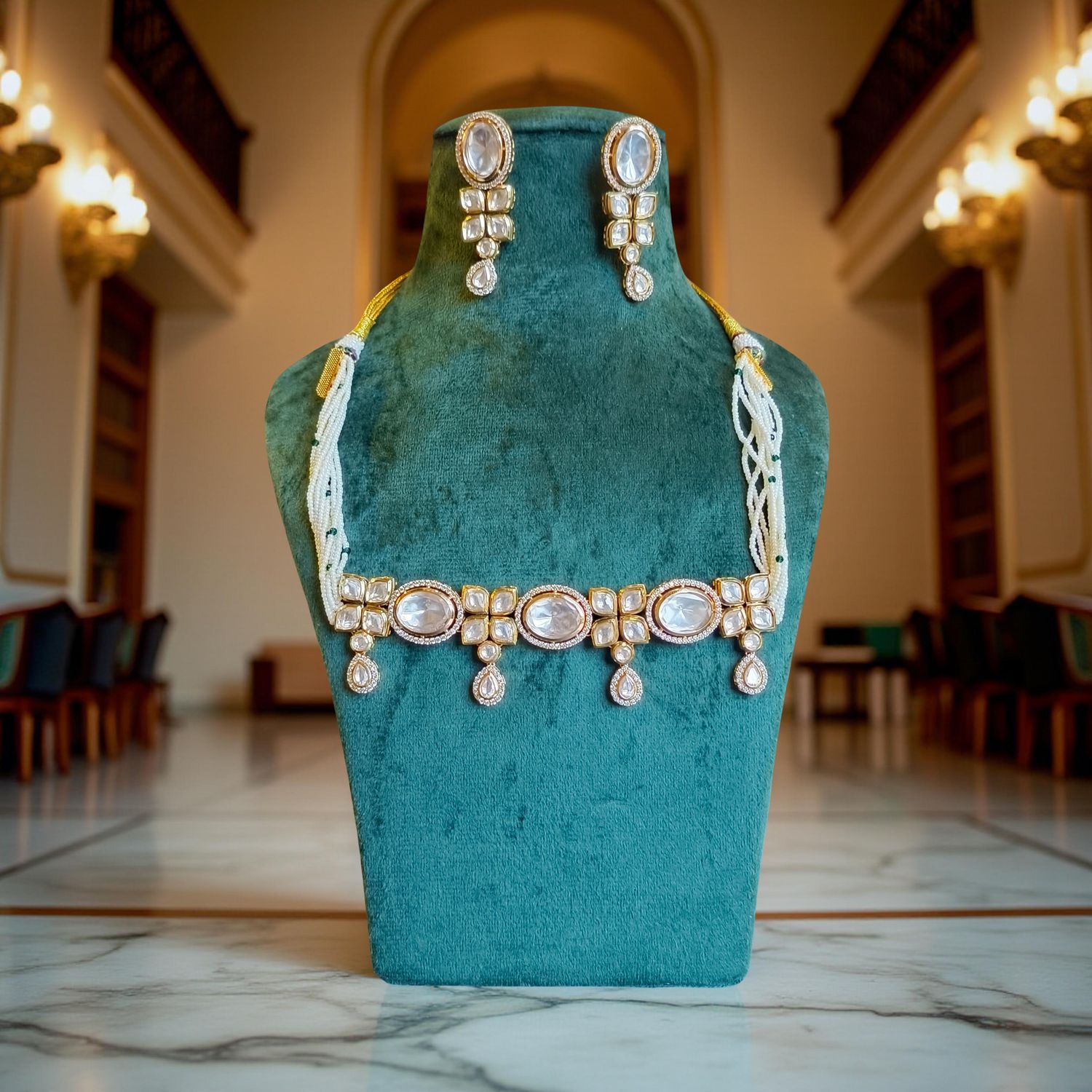 Luxury Kundan Necklace set with Earrings JW38