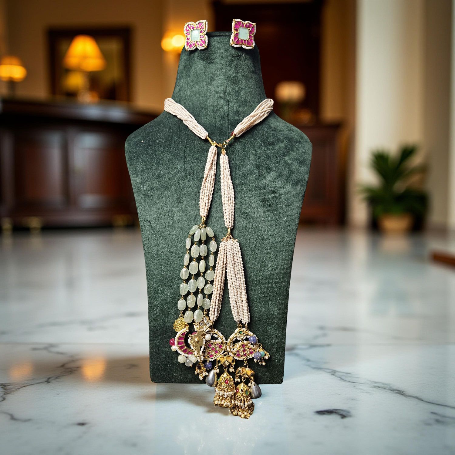 Luxury Kundan Necklace set with Earrings