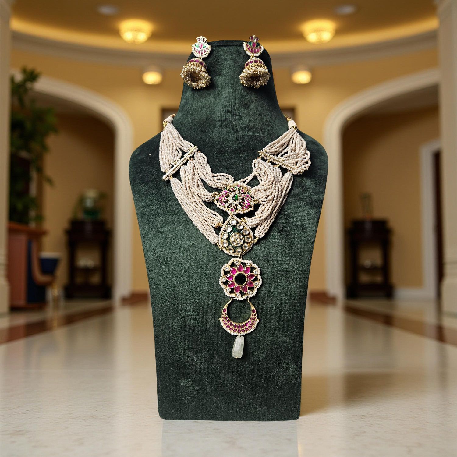 Luxury Kundan Necklace set with Earrings