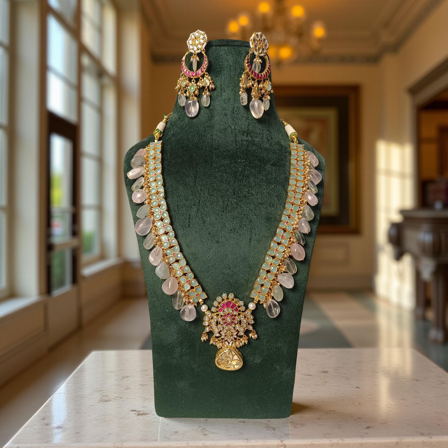 Luxury Kundan Necklace set with Earrings