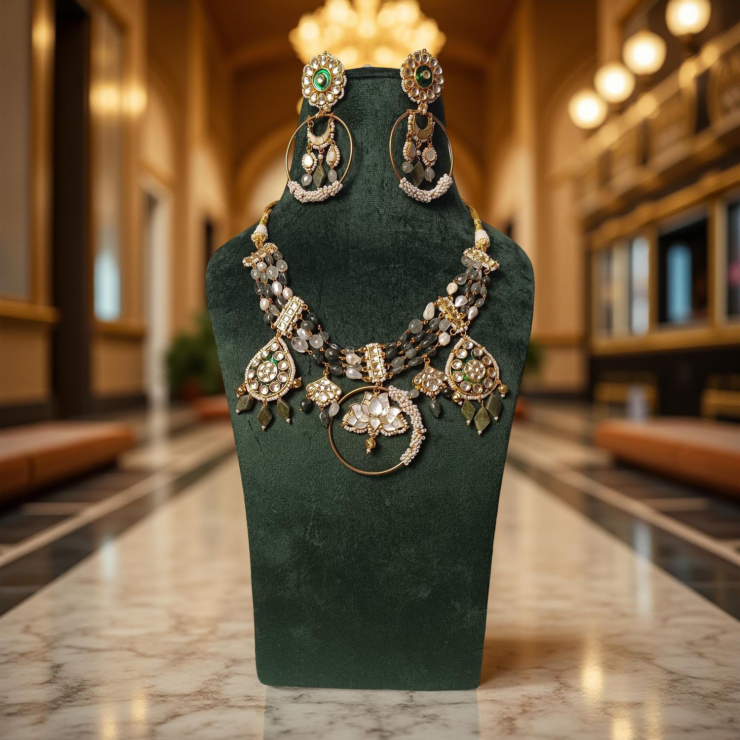 Luxury Kundan Necklace set with Earrings