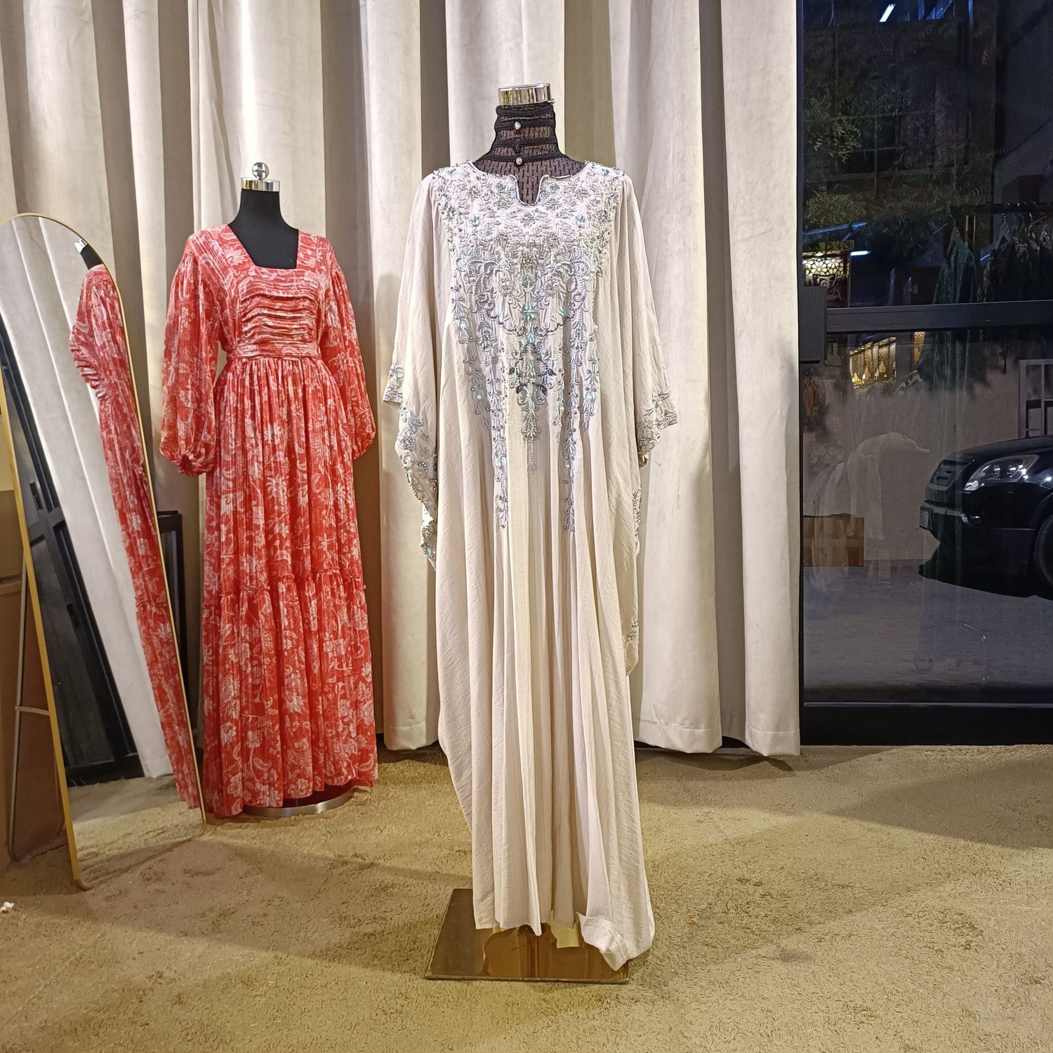 Free Size Linen Special Embroidery Dress Length 55"