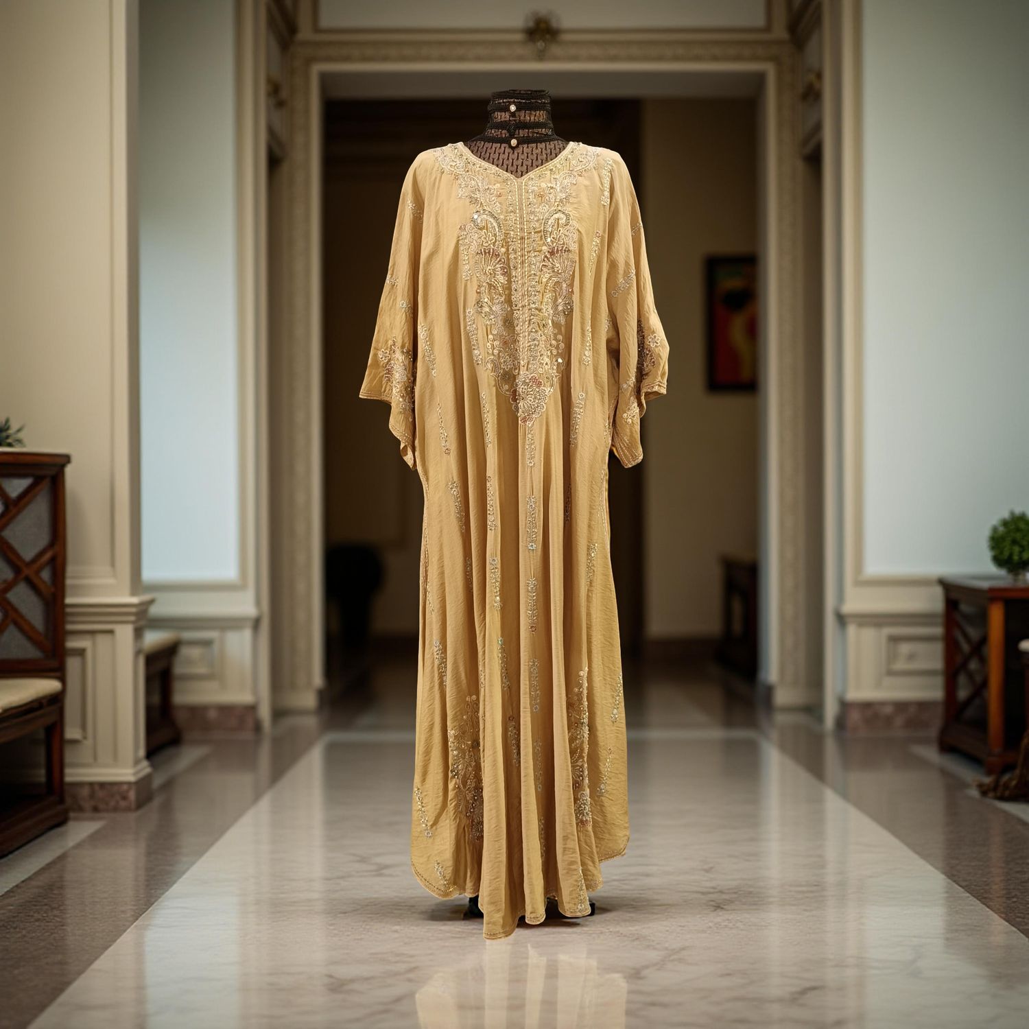 Free Size Linen Special Embroidery Dress Length 54"