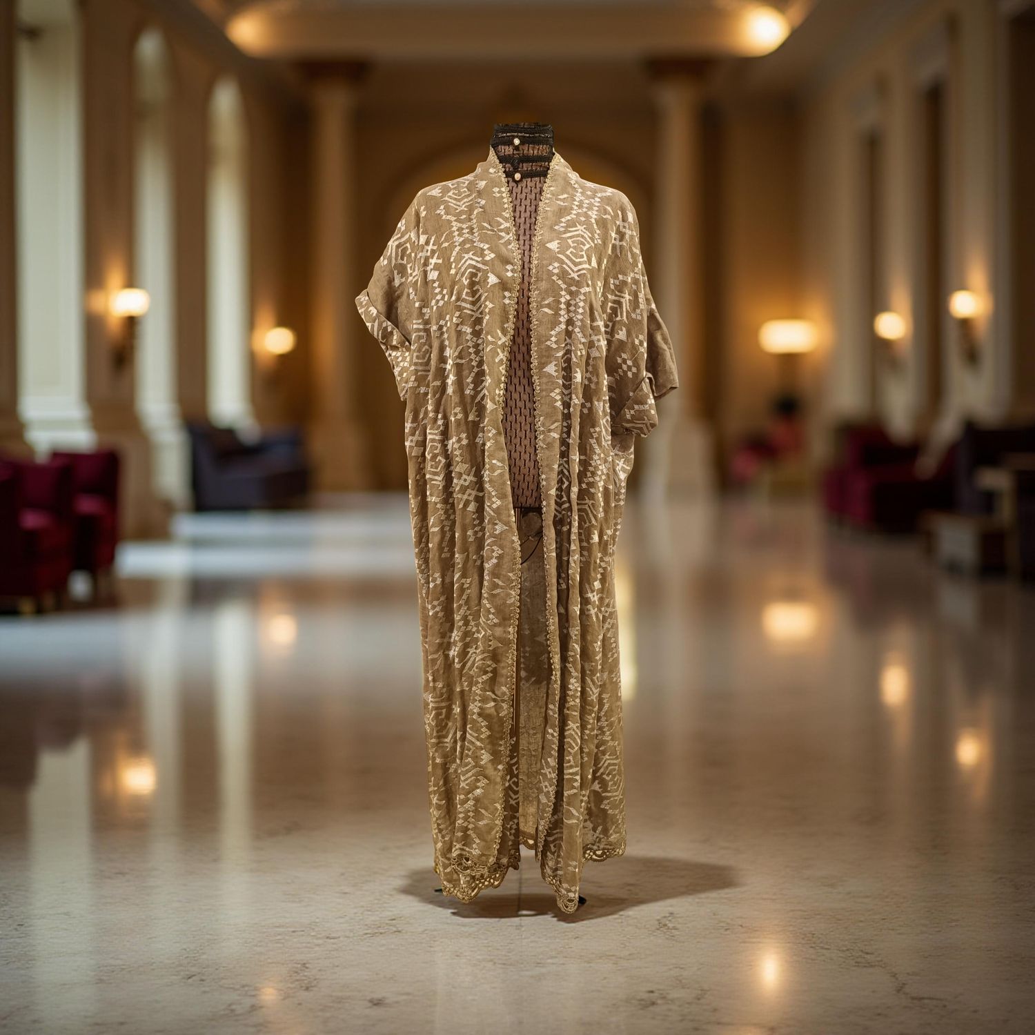 Free Size Linen Special Embroidery Dress Length 53"