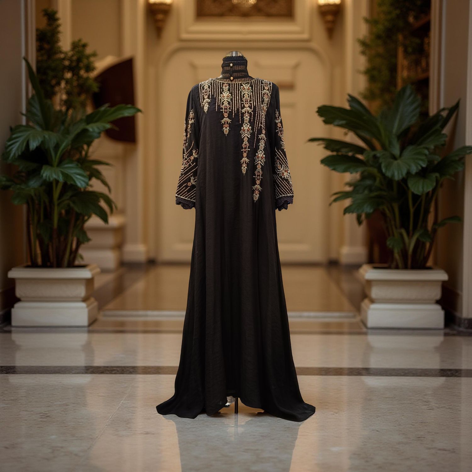 S-M Linen Special Embroidery Dress Length 57"