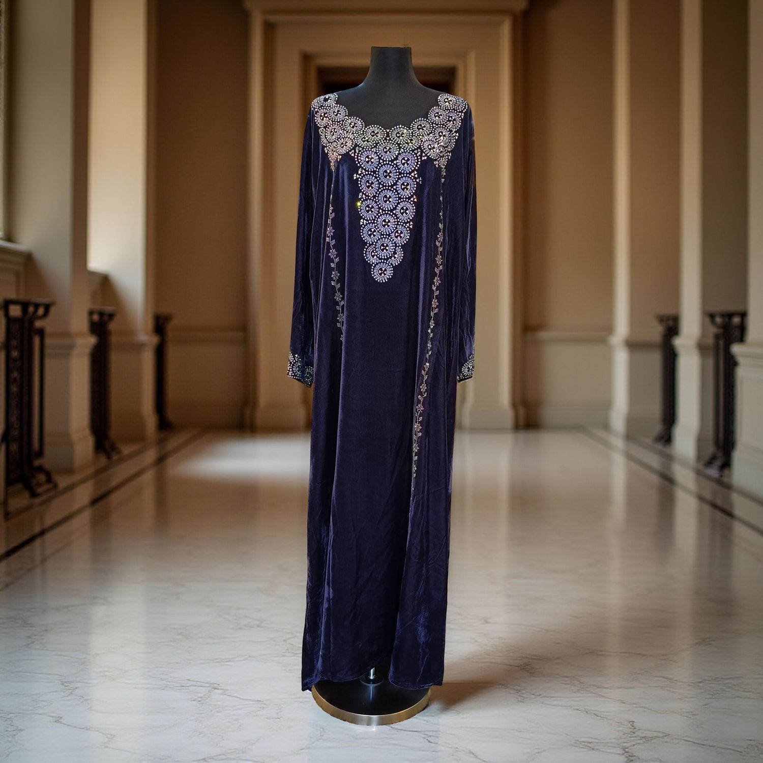 XL Velvet Mukhawar Dress 57" Long Jalabiya