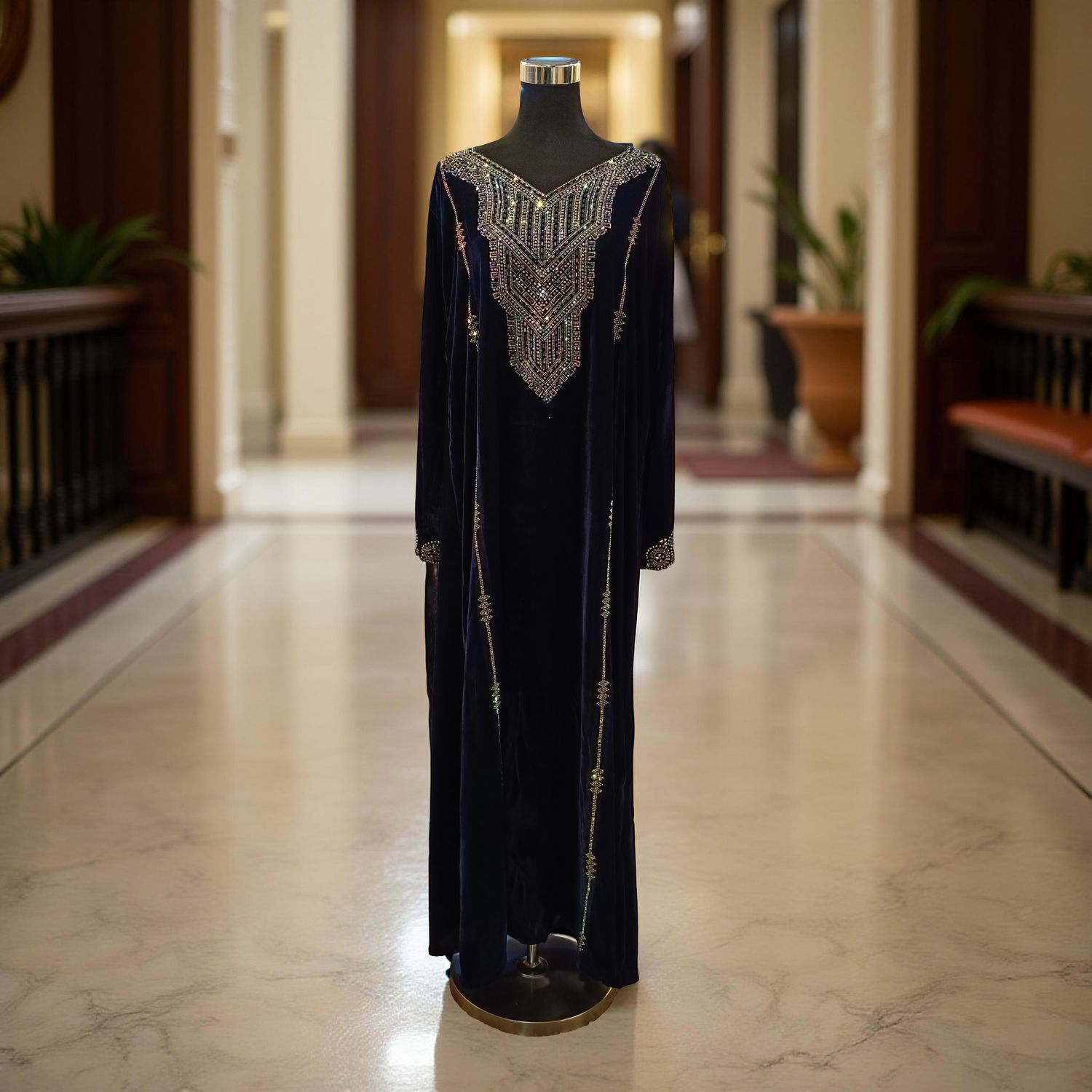 M Velvet Mukhawar Dress 57" Long Jalabiya