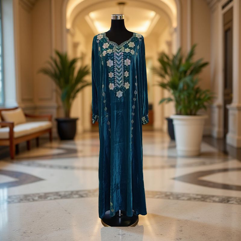 S Velvet Mukhawar Dress 55" Long Jalabiya