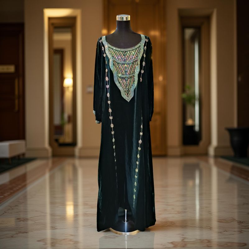 L Velvet Mukhawar Dress 56" Long Jalabiya