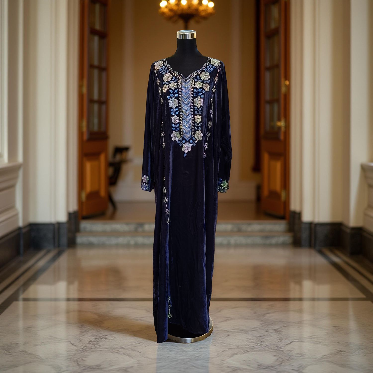 S Velvet Mukhawar Dress 55" Long Jalabiya