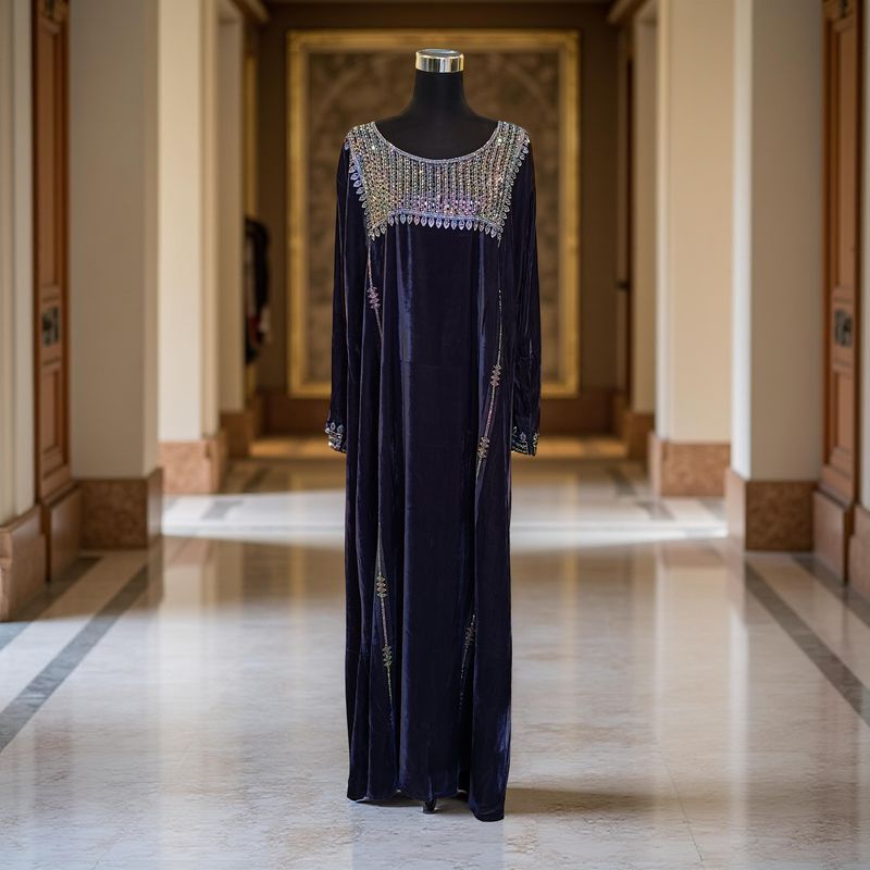 L Velvet Mukhawar Dress 56" Long Jalabiya