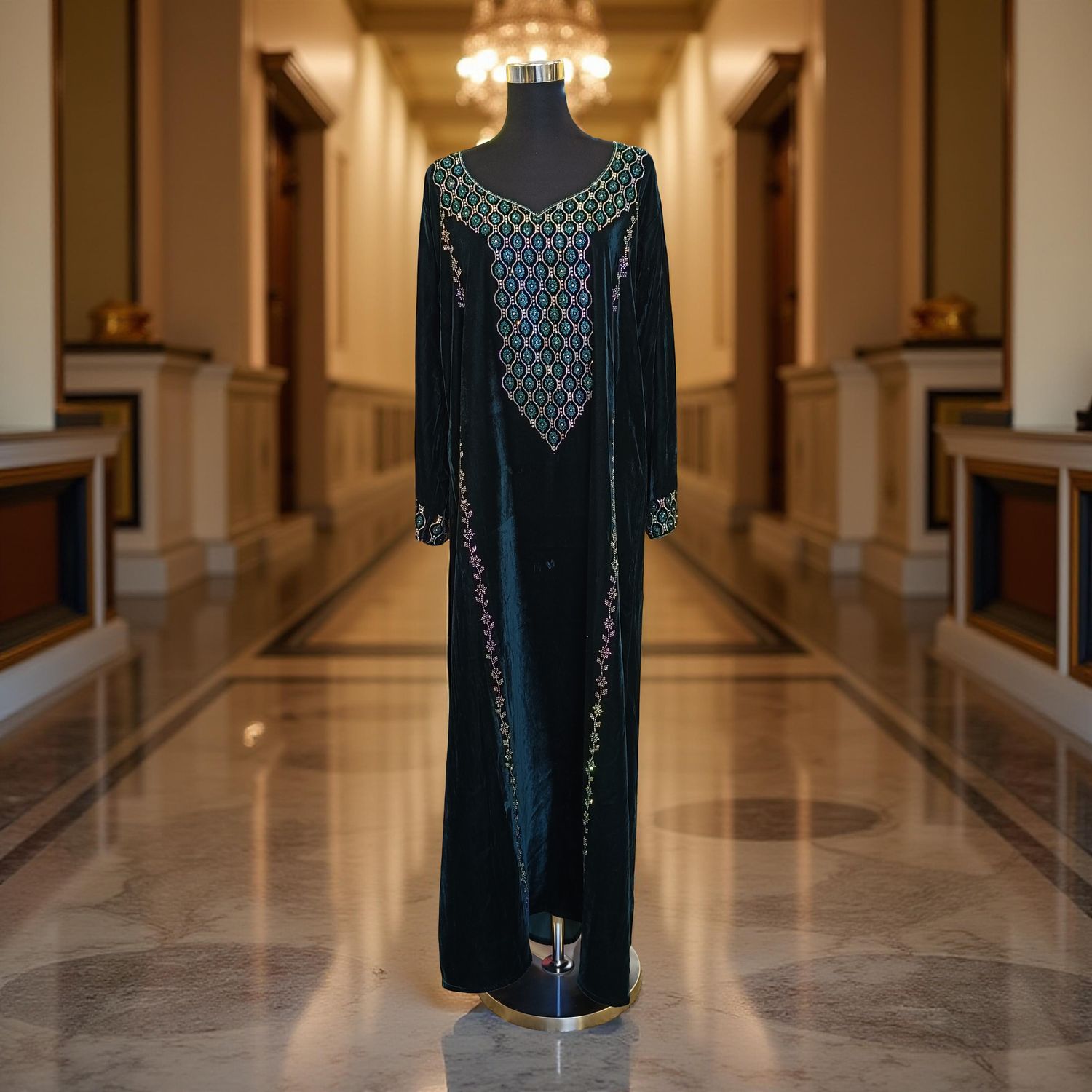 S Velvet Mukhawar Dress 55" Long Jalabiya