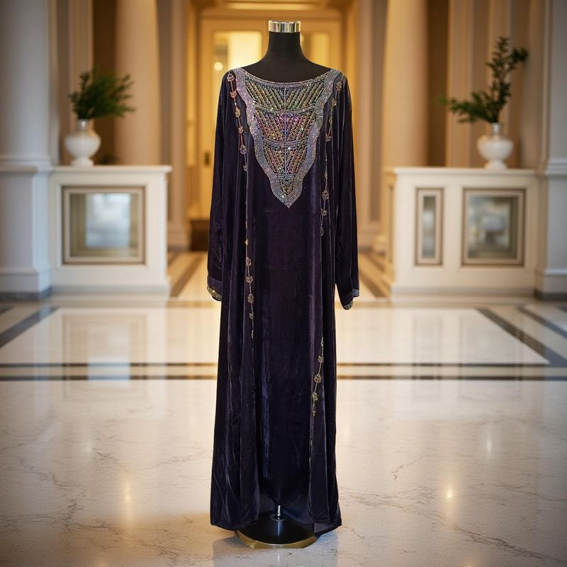 M Velvet Mukhawar Dress 57" Long Jalabiya