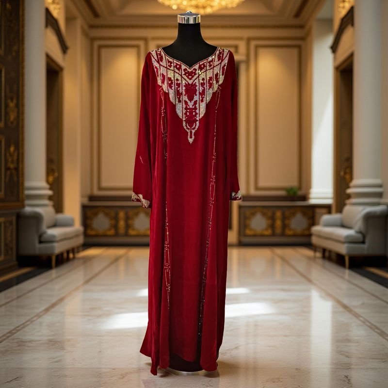 L Velvet Mukhawar Dress 56" Long Jalabiya