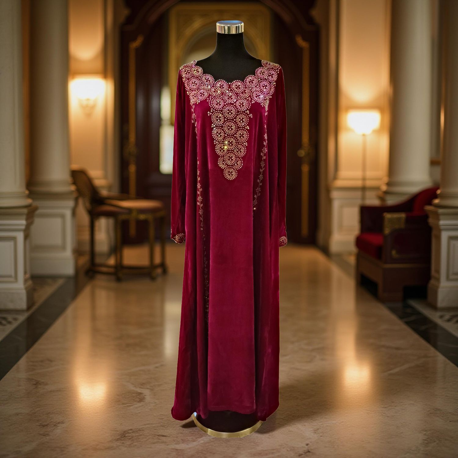 M Velvet Mukhawar Dress 57" Long Jalabiya