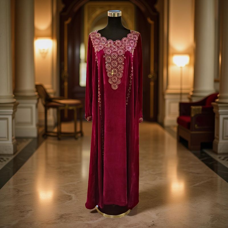 L Velvet Mukhawar Dress 56" Long Jalabiya