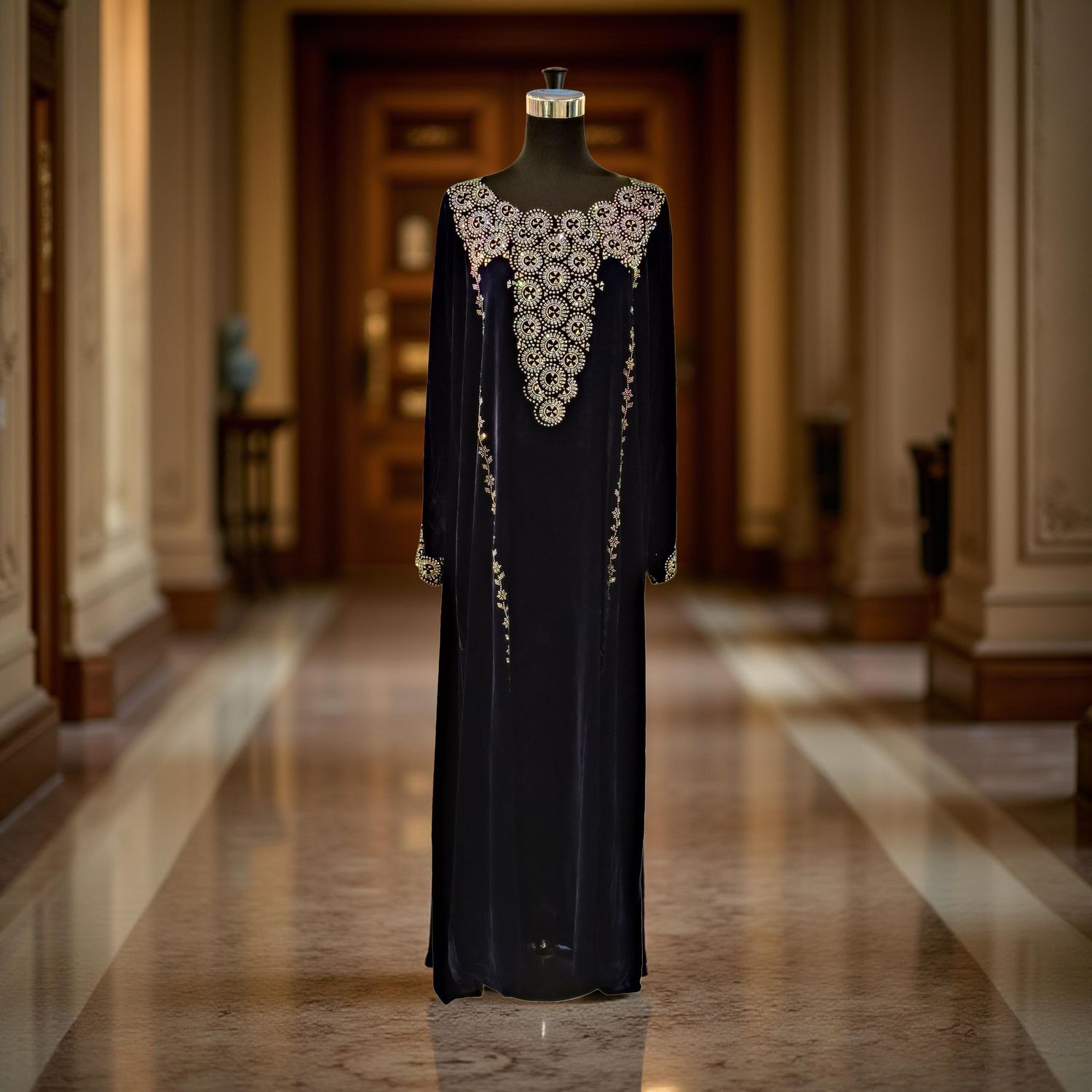 L Velvet Mukhawar Dress 56" Long Jalabiya