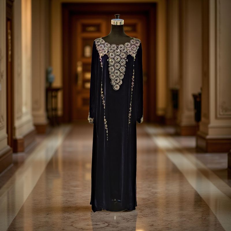 L Velvet Mukhawar Dress 56" Long Jalabiya