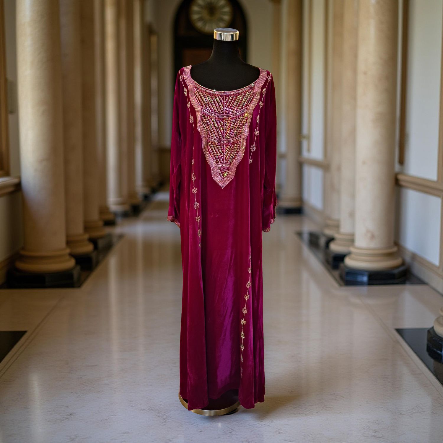 M Velvet Mukhawar Dress 57" Long Jalabiya