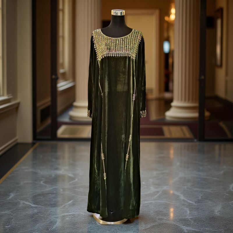 L Velvet Mukhawar Dress 55" Long Jalabiya