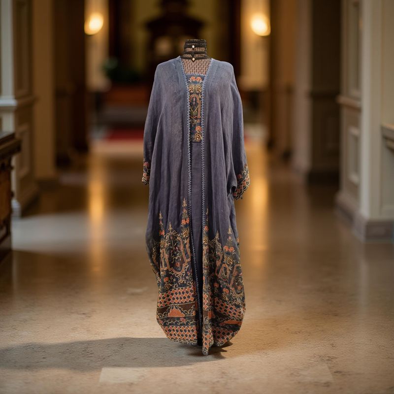 XS-S Linen Special Embroidery Dress Length 54"