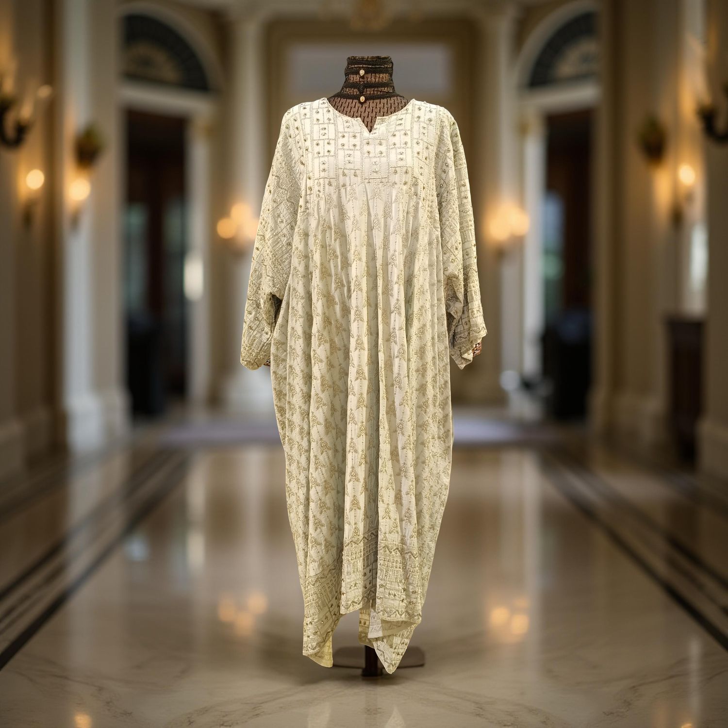 Free Size Linen Special Embroidery Dress Length 54"