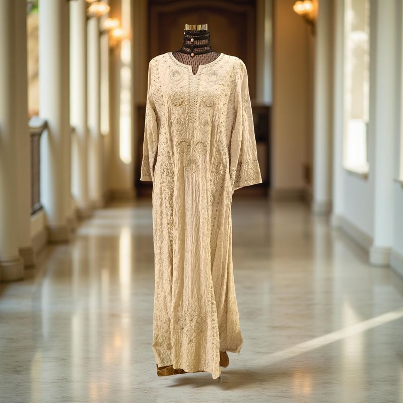 L-XL Linen Special Embroidery Dress Length 57"