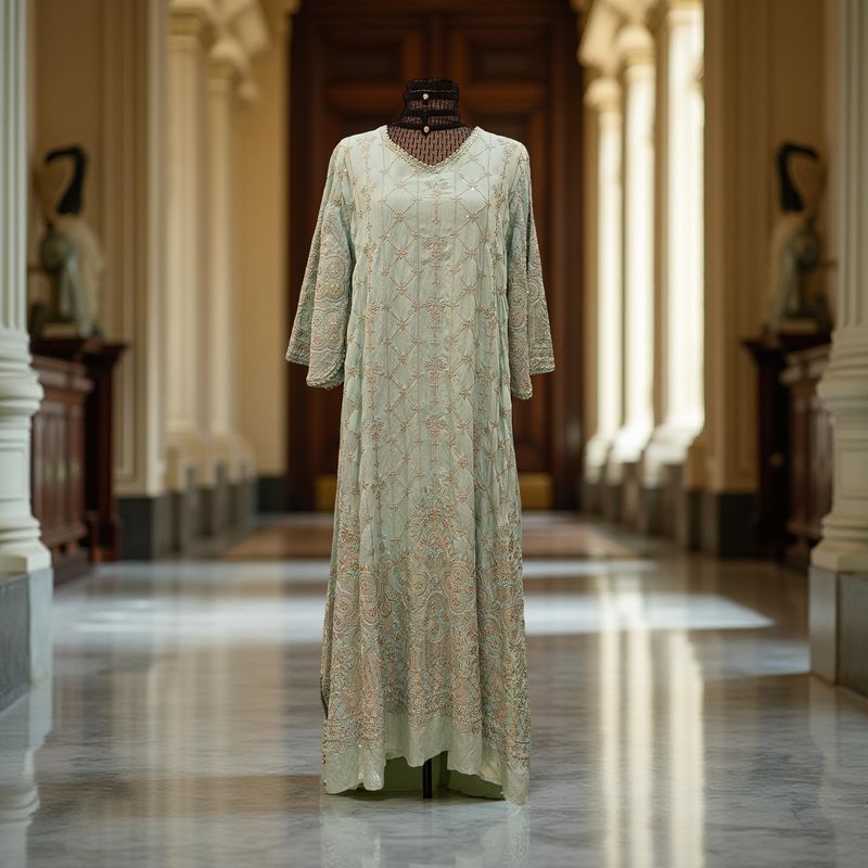 L-XL Linen Special Embroidery Dress Length 52"