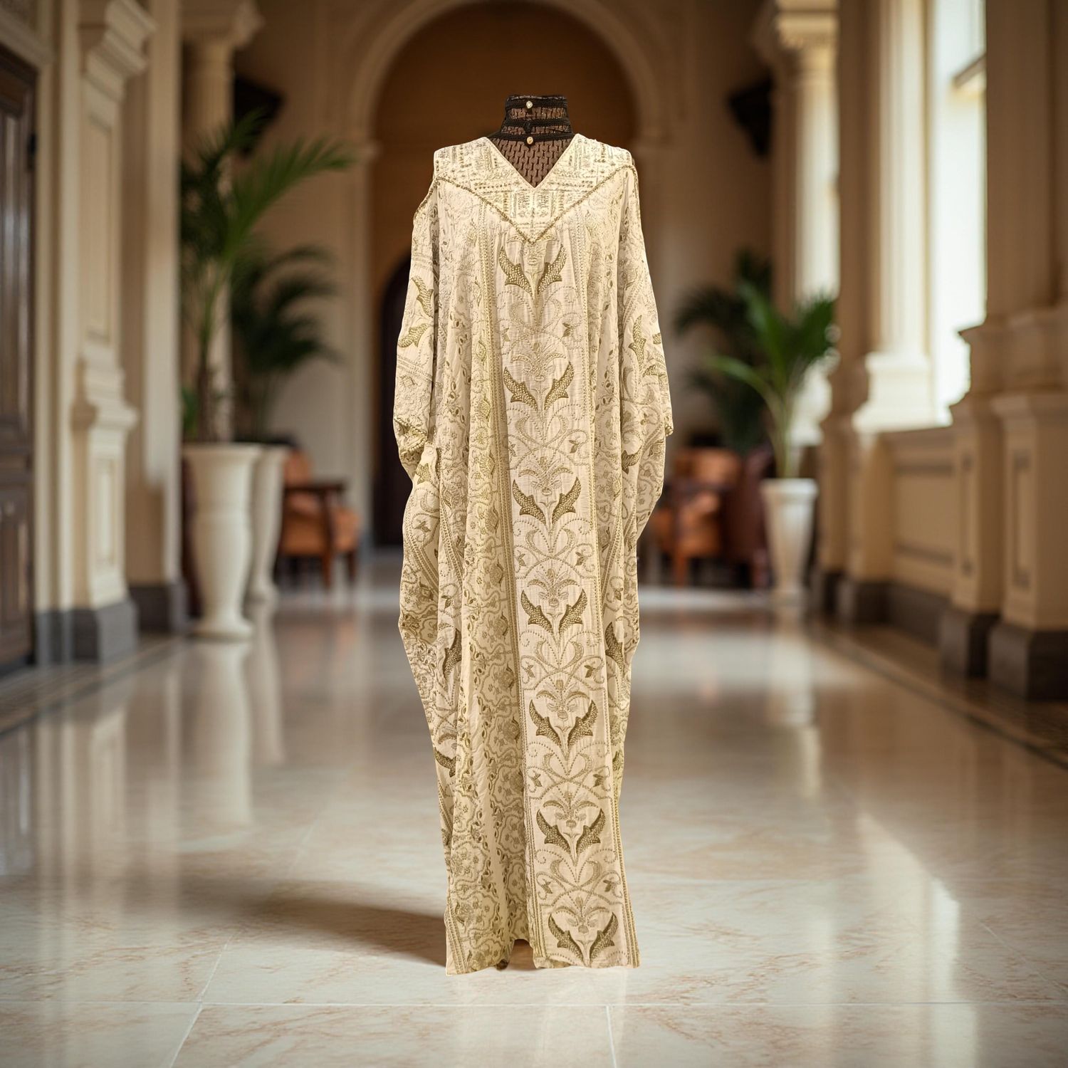 Free Size Linen Special Embroidery Dress Length 58"