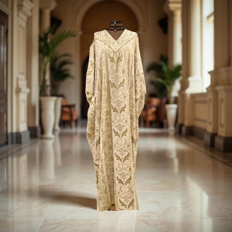 Free Size Linen Special Embroidery Dress Length 58"