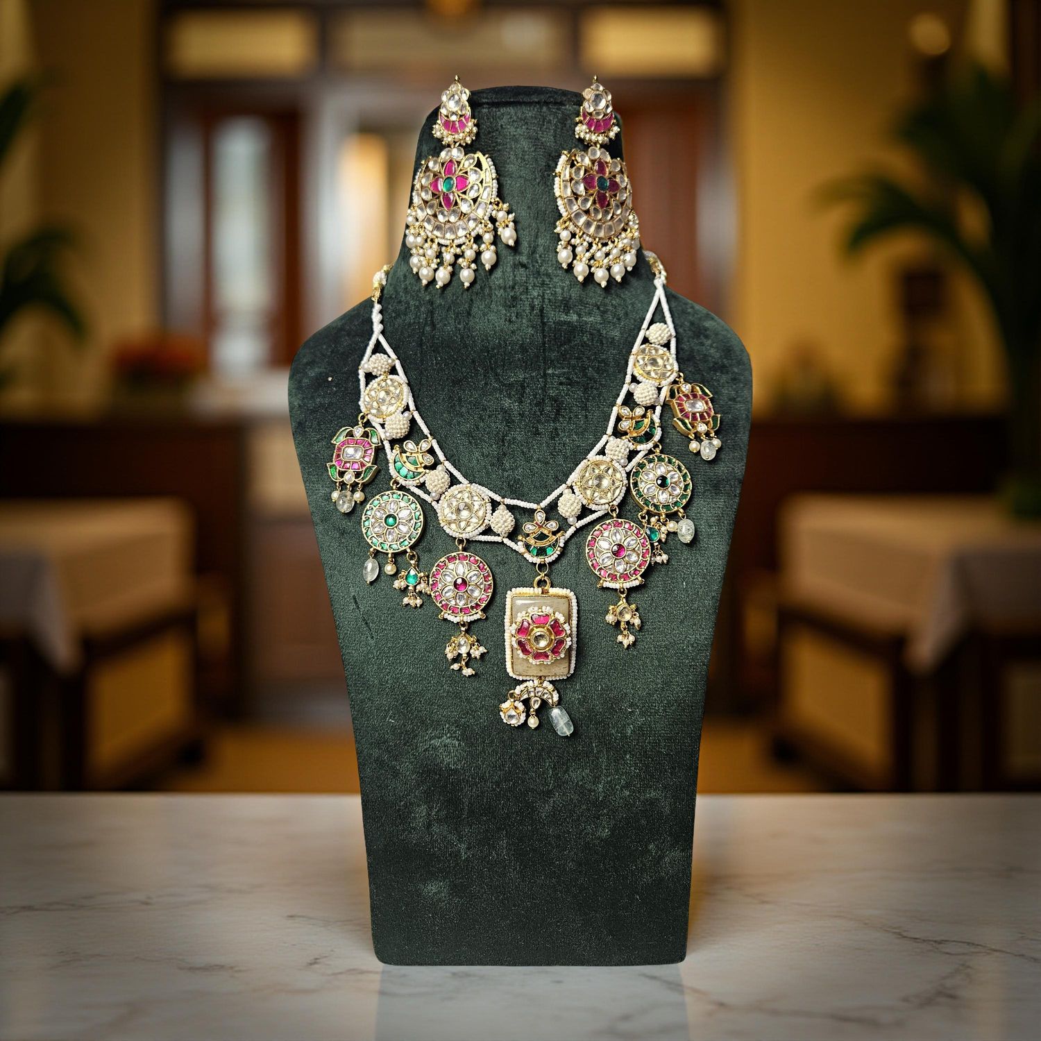 Luxury Kundan Necklace set with Earrings