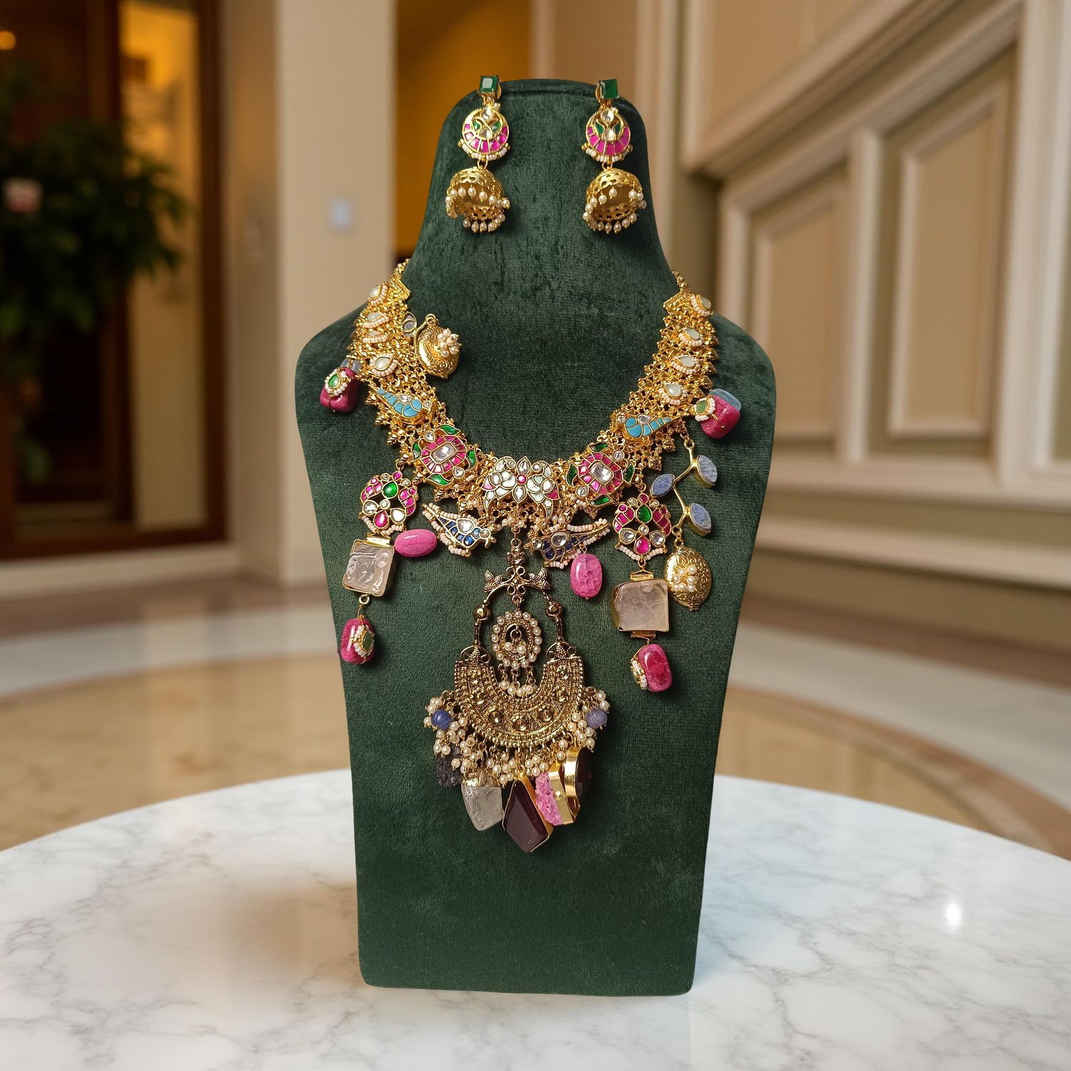Luxury Kundan Necklace set with Earrings