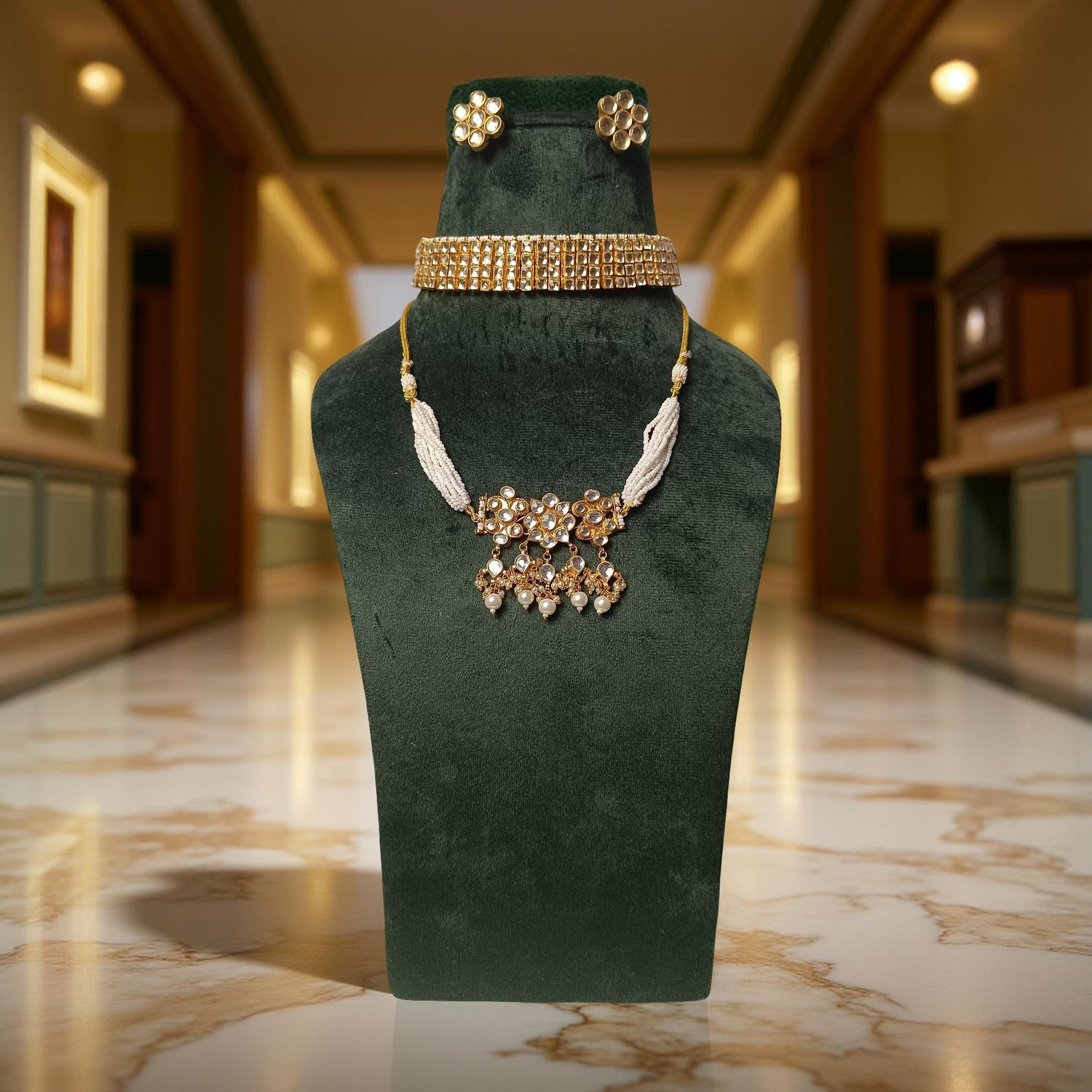 Luxury Kundan Necklace set with Earrings