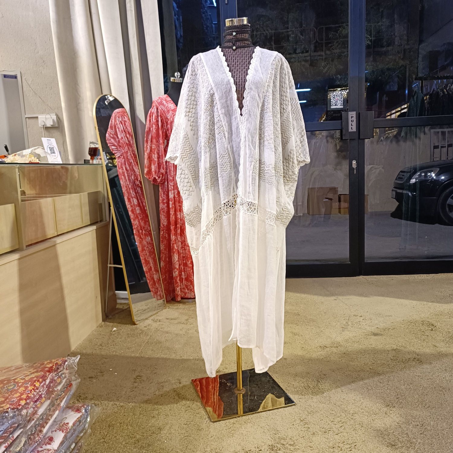 Free Size Linen Special Embroidery Dress Length 54"