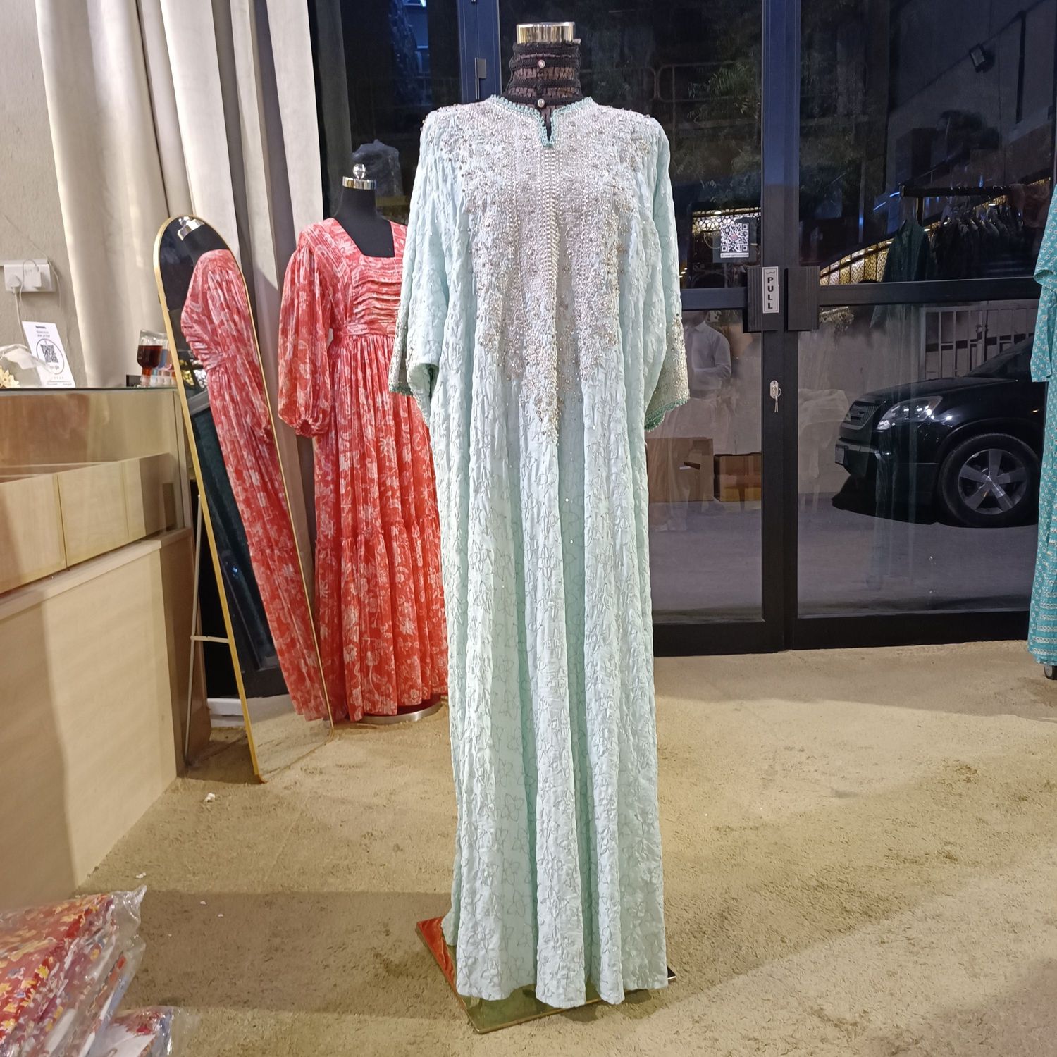 Free Size Linen Special Embroidery Dress Length 57"