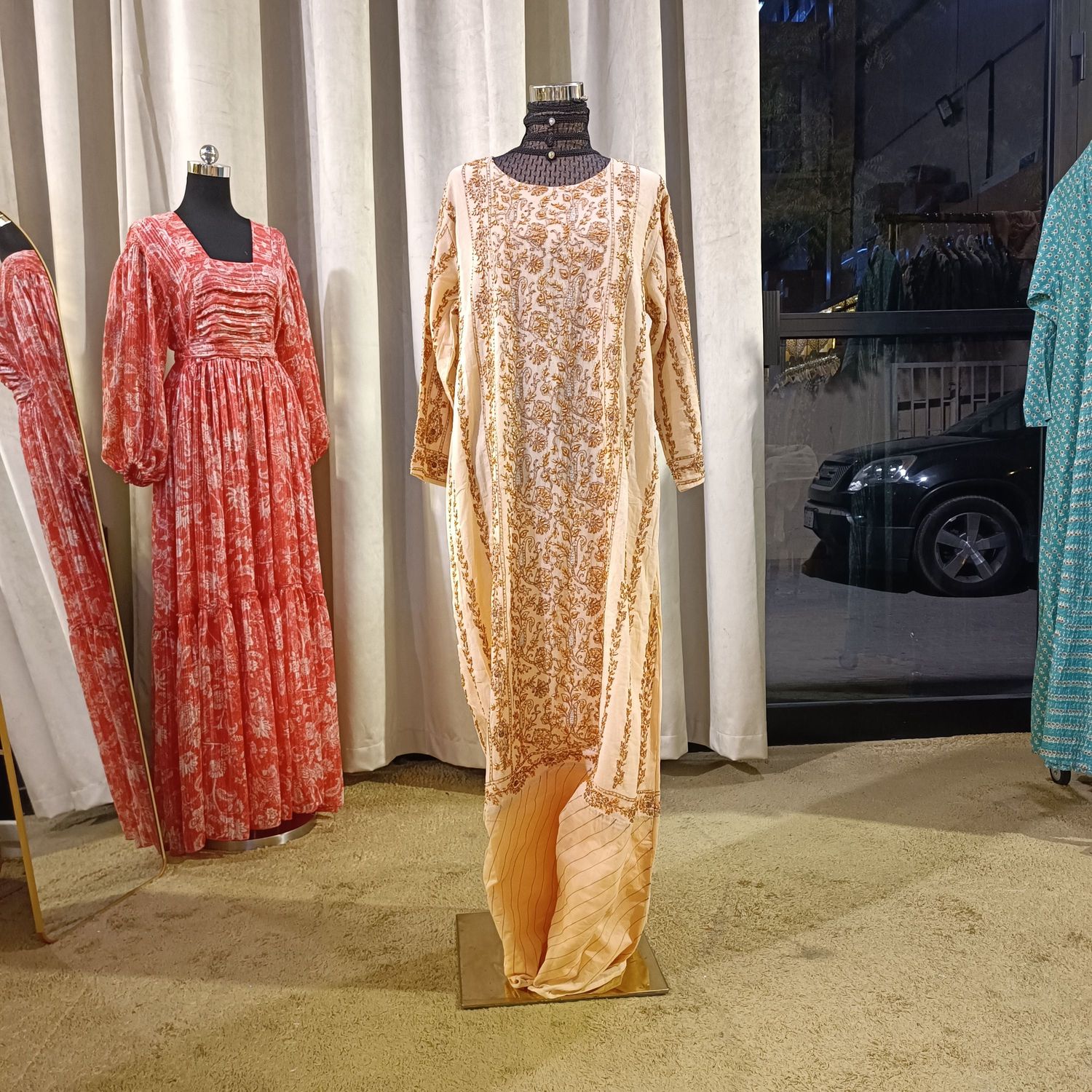 S-M Linen Special Embroidery Dress Length 57"