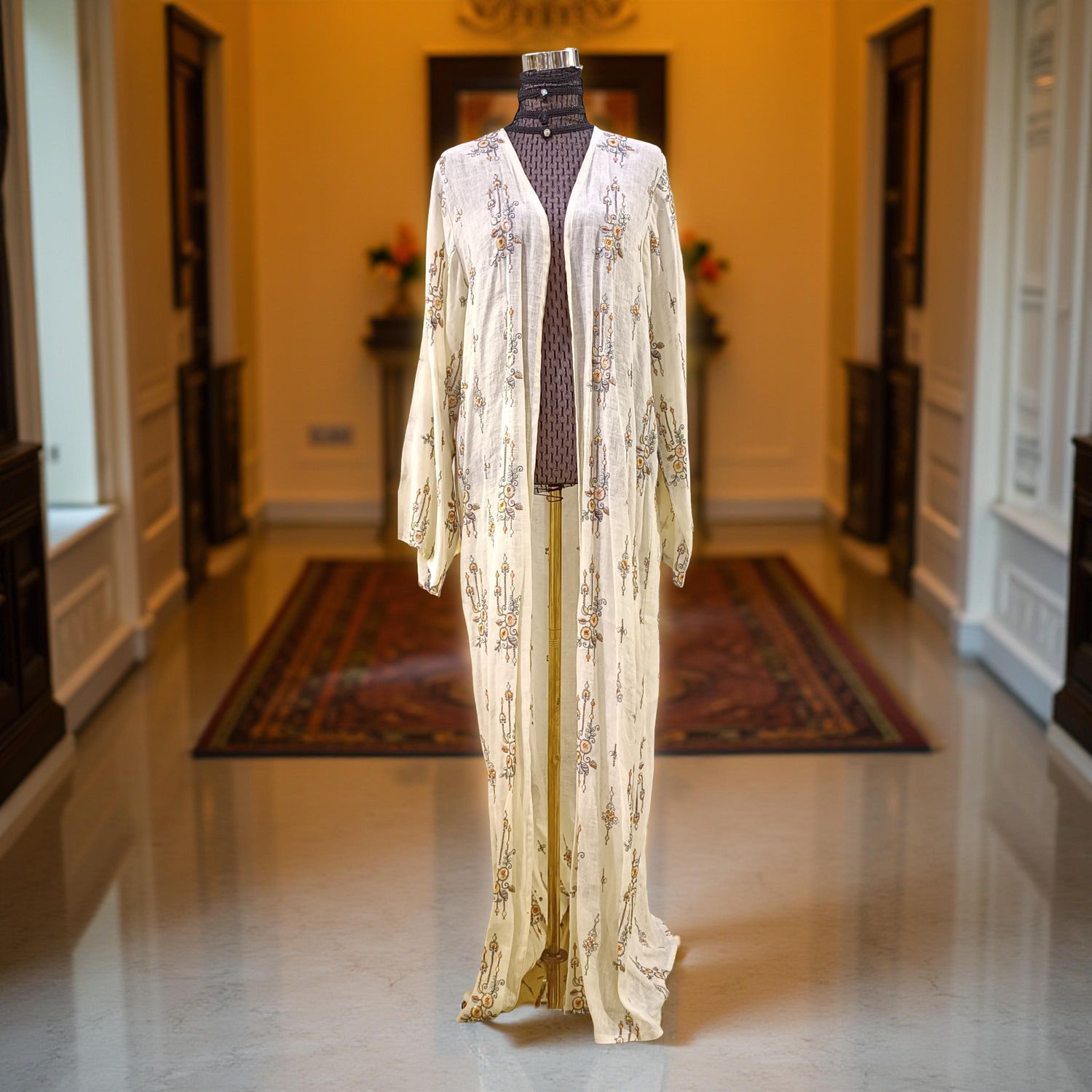 2X-3X  Linen Special Embroidery Dress Length 58"