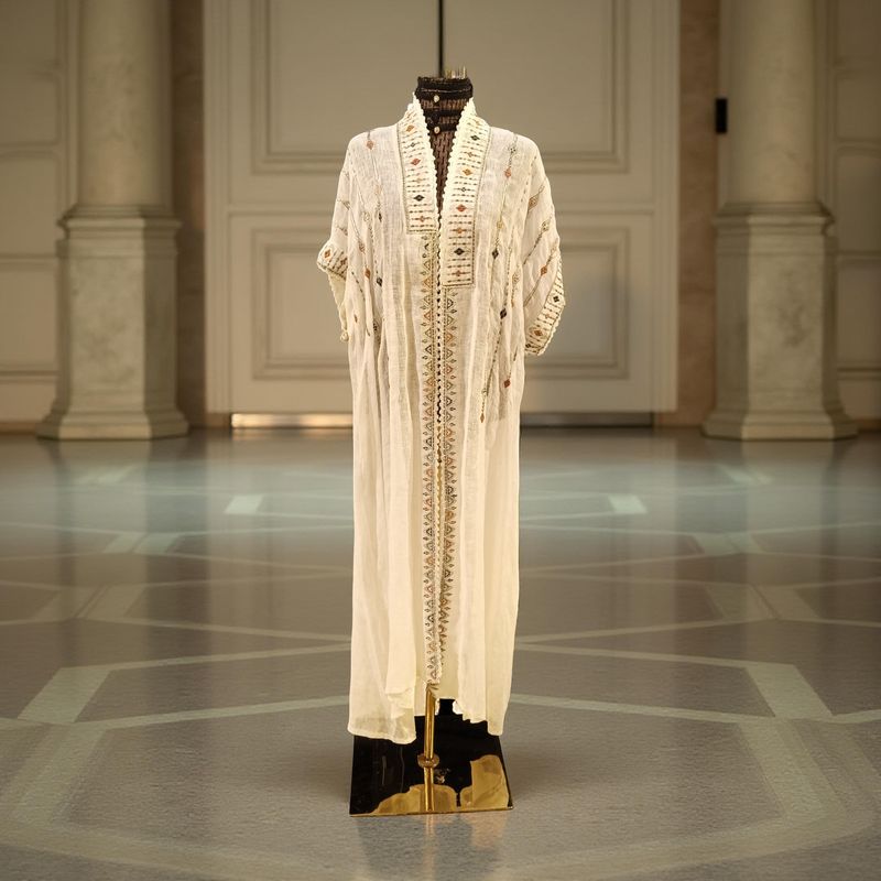 Free Size Linen Special Embroidery Dress Length 55"